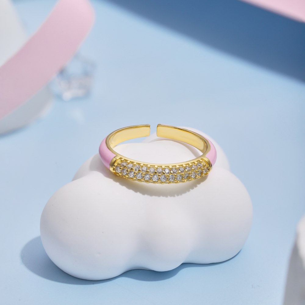 Fashion Geometric Sterling Silver Inlay Zircon Open Ring 1 Piece