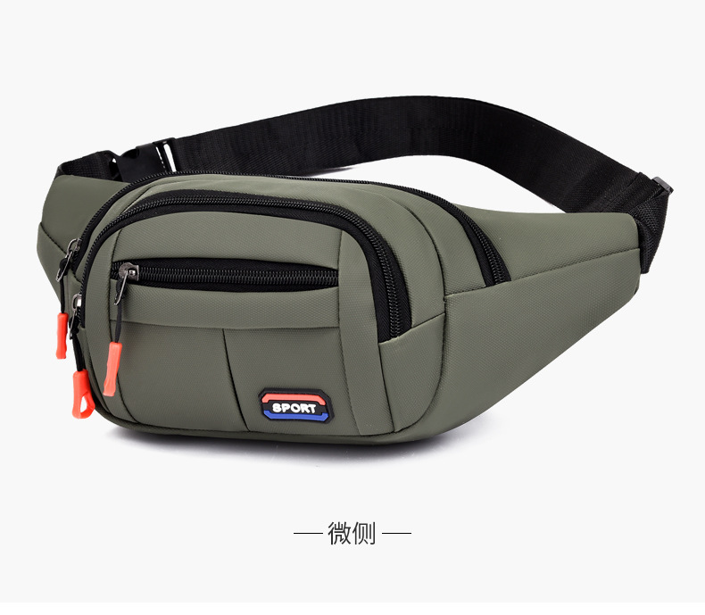 New leather waterproof waist bag for men, casual, simple and large-capacity cash register change crossbody bag, retro sporty chest bag undefined