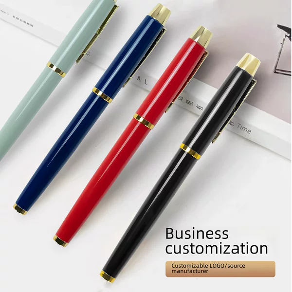Metal signature pen advertising signature gel pen black three-color pen holder lettering promotional pen orb gift pen wholesale