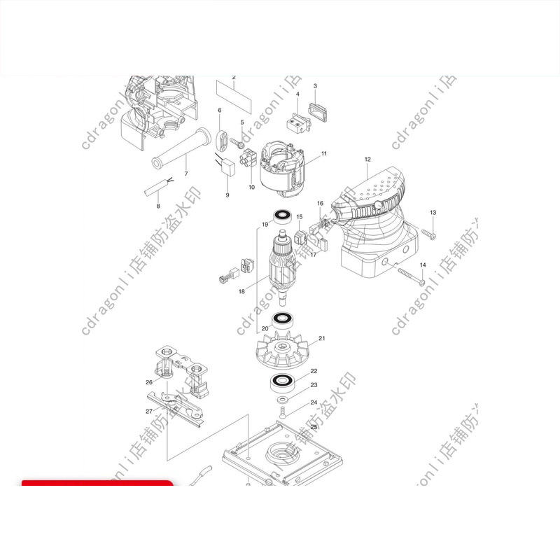 日本Makita/牧田BO4510H木工砂光机配件转子定子开关碳刷底座