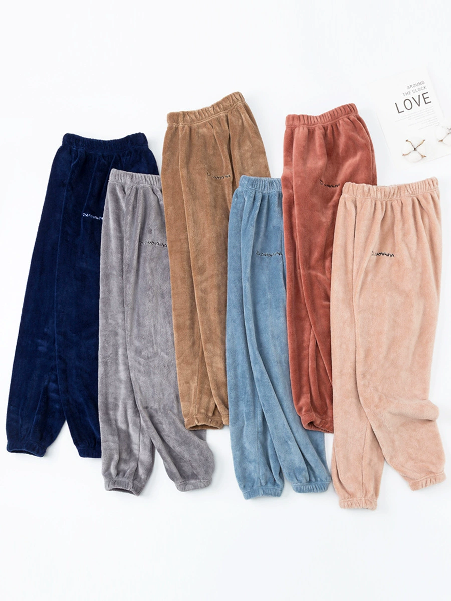 Flannel coral velvet keep warm children's trousers for boys for leisure, increased thickness, family style