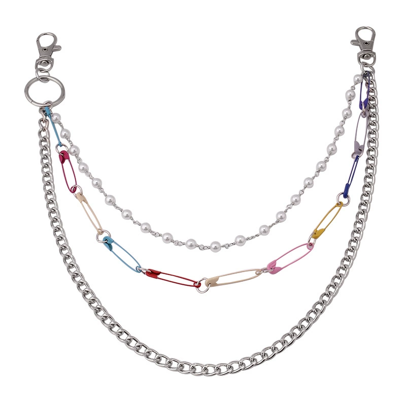 Metal accessory from pearl, brand fashionable multicoloured pin, trousers, European style