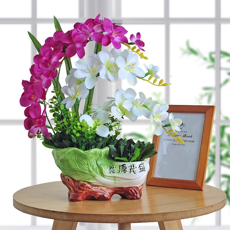 무성한 부, 난초, 보라색과 흰색 혼합 색상