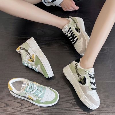 genuine leather White shoes shoes Autumn new pattern Ear of Wheat The thickness of the bottom Increase Skateboard shoes motion Casual shoes Small code