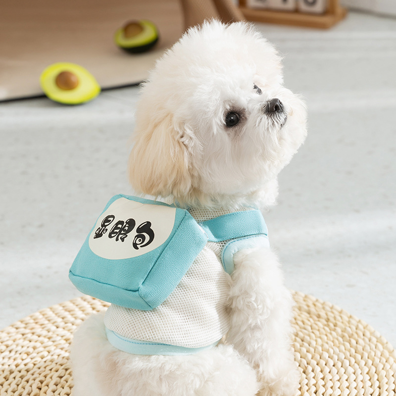 Primavera y verano perros mallas respirables perros bolsas de tracción mochila chaleco gato extraña ropa de perro