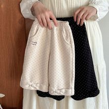 女童衛褲2025秋冬新款兒童韓版波點直筒長褲女寶寶洋氣一體絨褲子