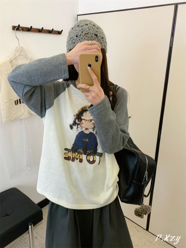 021慵懒风圆领卫衣女秋季新款薄款宽松韩版oversize女式上衣bf|undefined