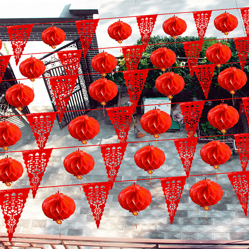 Rural Yard Colorful Flag Decoration Wedding Room Wedding Supplies Daquan Lantern Outdoor Windmill Wedding Wedding Courtyard Layout