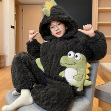 儿童睡衣冬季加厚款加绒三层夹棉珊瑚绒2025新款男童青少年家居服