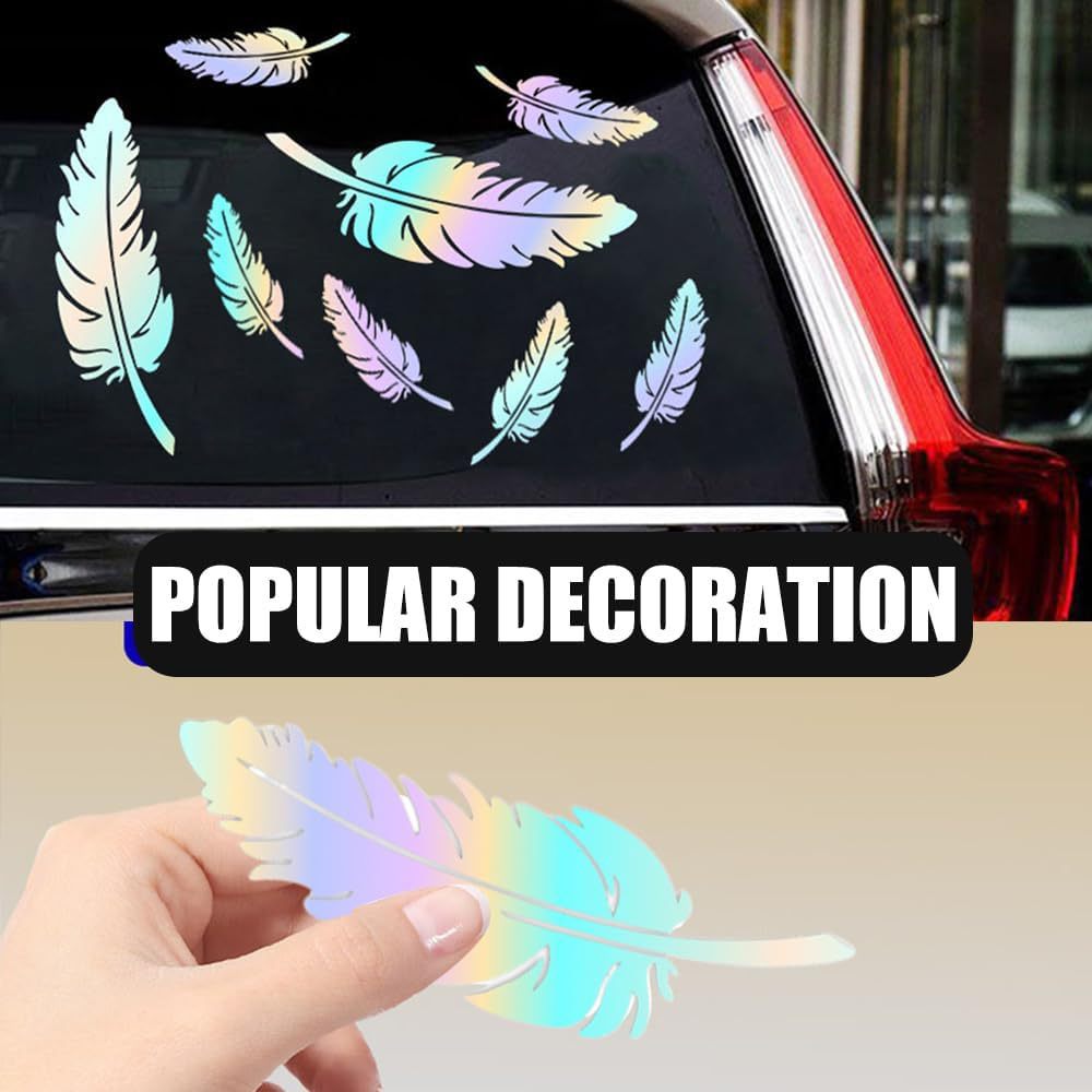 Amazon Gradiente Color Pluma Etiqueta engomada del coche Reparación de arañazos Calcomanías decorativas talladas en vinilo image 2