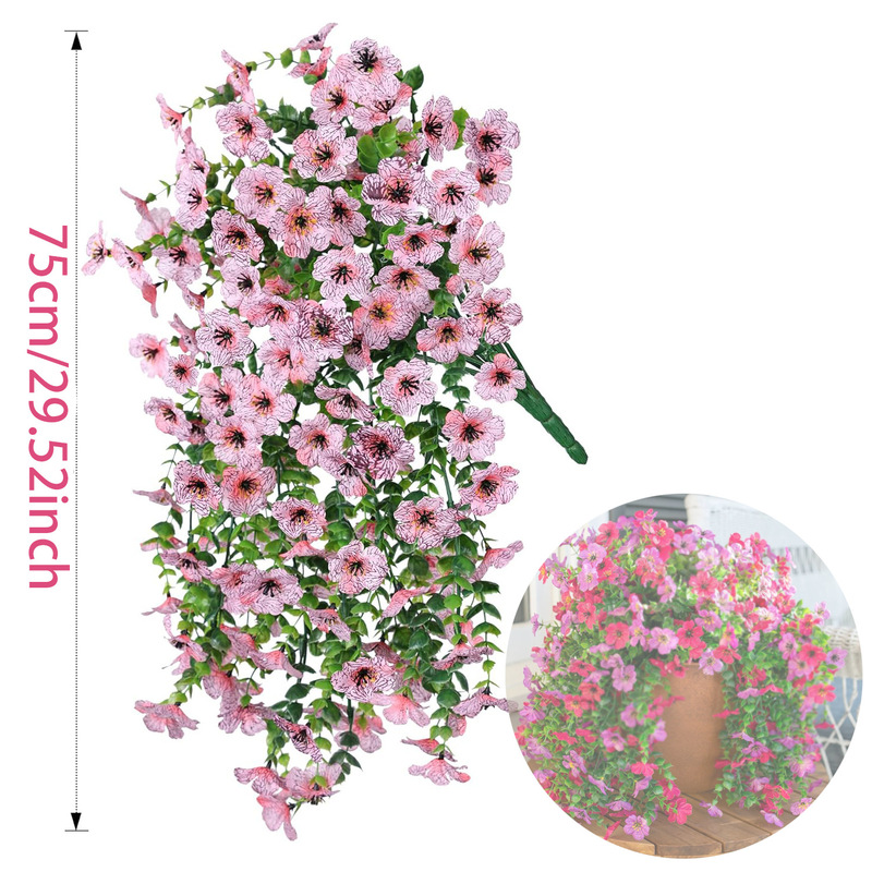 人造仿真花 45目尤加利紫罗兰藤条丝印雏菊花家居花园悬挂装饰|undefined