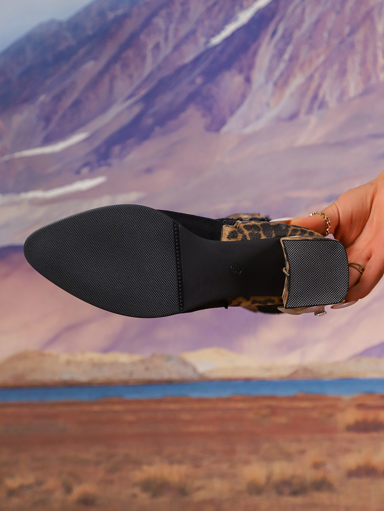 Leopardenmuster Stiefeletten Mit Blockabsatz Für Damen Winter_voghion.com