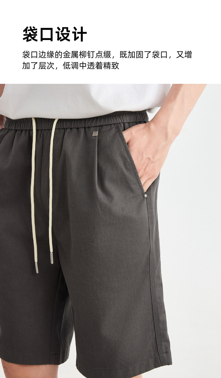 Quần short nam ống đứng dáng thẳng chất liệu cotton pha Lycra phong cách công sở — đen chi tiết 5