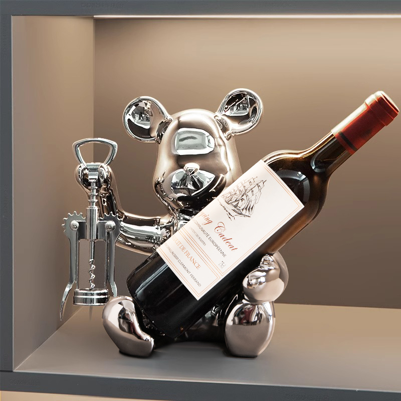 Violent Bear Wine Rack Ornament, High-End Home Decor for Living Room, Sideboard, and Wine Cabinet, Sophisticated and Exquisite Soft Decoration