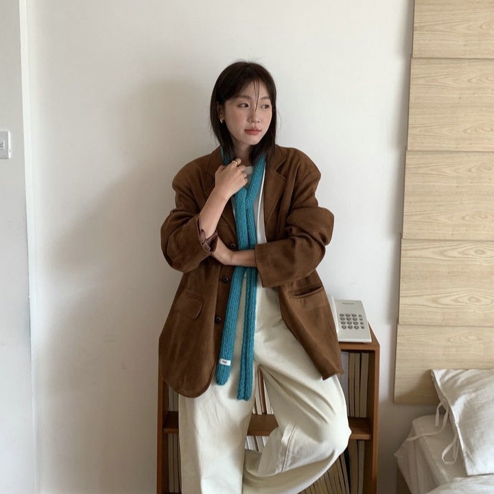 韩版egg纯色软糯细窄长条针织毛线围巾女早秋腊肠法棍纯色小围脖|undefined
