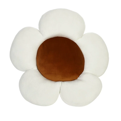 Flower car headrest neck Headrest - floral-lumbar-support-pillow-white-brown