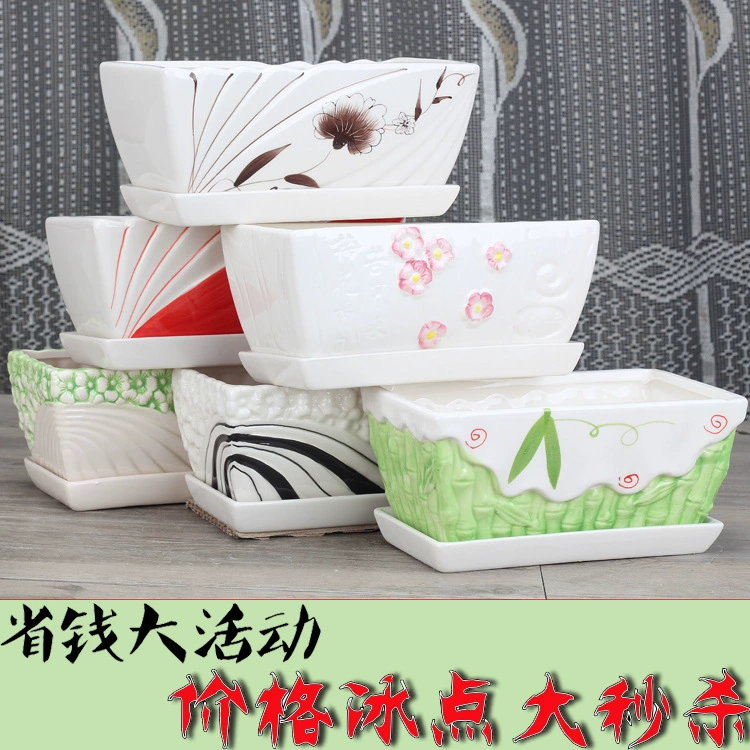 Прямоугольный цветочный горшок керамический современный минималистский характер