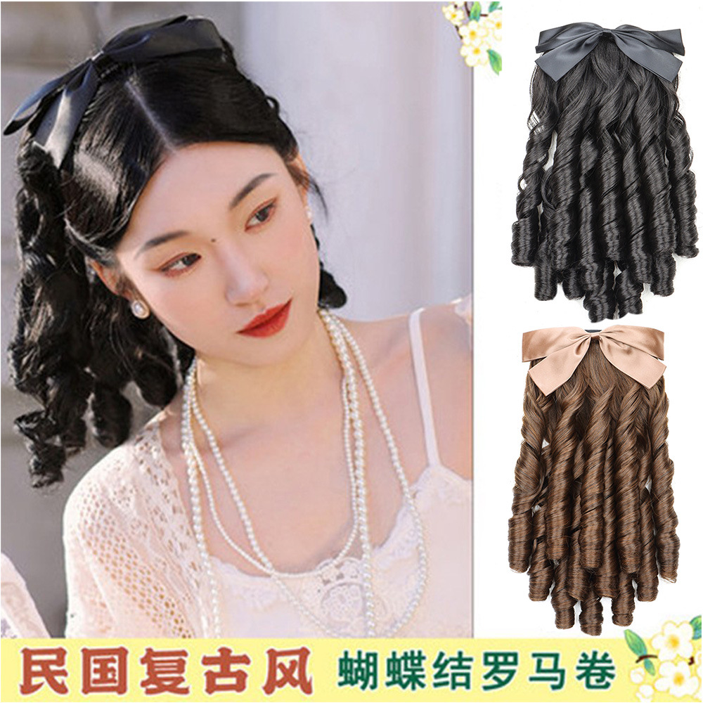 Rizador de pelo de princesa estilo retro rizador de pelo romano Bow Ponytail Bow Princess Ponytail