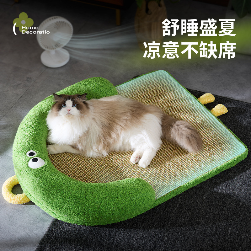 Bordado de ojos grandes, linda alfombra para mascotas, nido para gatos, alfombra de verano, nido para dormir, caseta para perros, alfombra de hielo para gatos de verano, transfronteriza