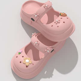 爆款网红少女心小花朵洞洞凉鞋女夏季室内防滑软底踩屎感凉拖鞋女