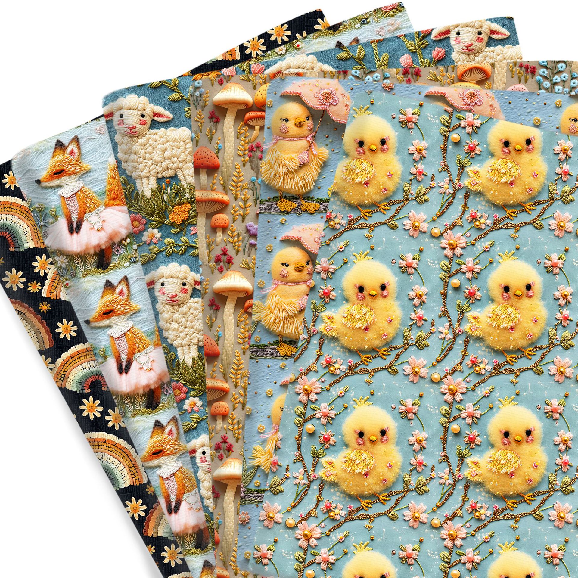 50X45CM火烈鸟花仿刺绣薄款涤棉布料手工布料包包桌布,1Yc59277