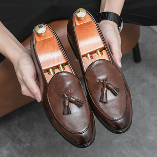 Foreign Trade Cross-Border Tassel Leather Shoes Men's Slip-On 38-46