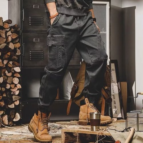 Men's Loose Ankle Work Pants Spring and Autumn New Trend Brand Workwear Pants Korean Style Fashion Matchable 9-inch Casual Pants