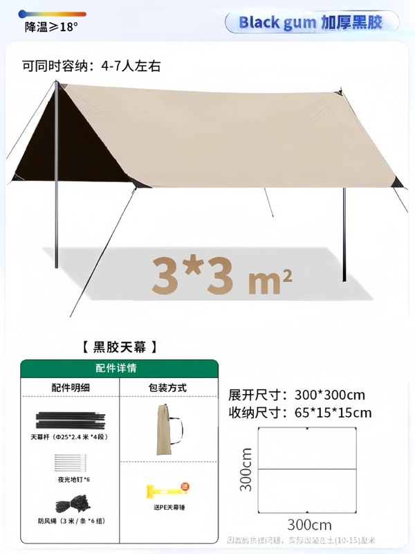アウトドアキャンプ、旅行、ピクニック、六角形キャノピーテント、厚みのある日焼け止めと防水ビニールキャノピー、銀コーティングされた日よけ|undefined