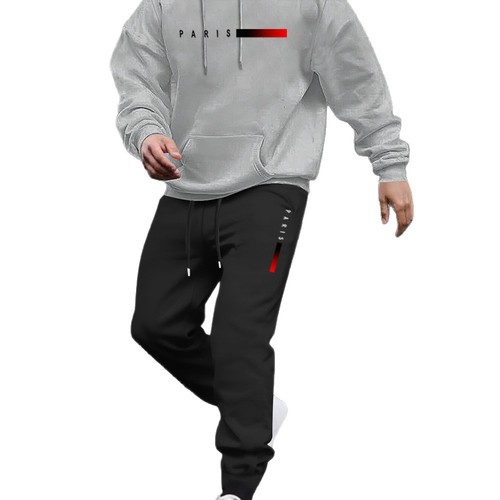Cross-border 2025 New Men's Hooded Sweatshirt with Printed Logo Letters Loose Sweatshirt Outerwear Long Sleeve Long Pants Set
