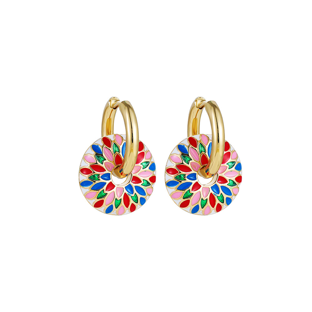 1 Paire Style Vintage Les Gouttelettes D'eau Fleur Placage Acier Inoxydable Boucles D'oreilles Cerceau display picture 6