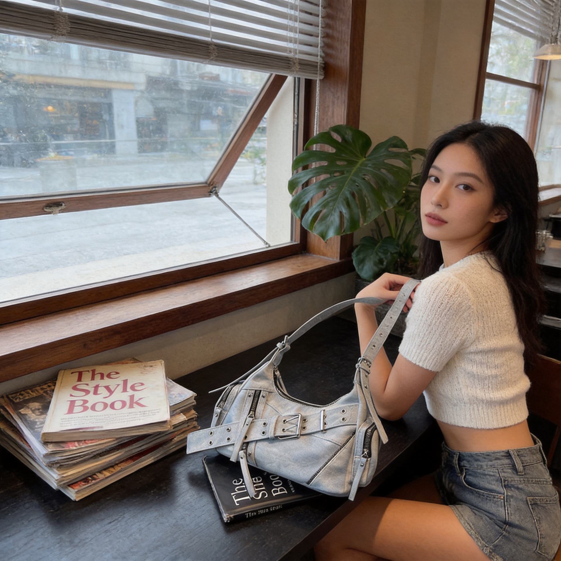 Fashionable retro polyurethane shoulder bag, capacious one-shoulder bag