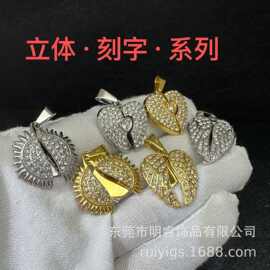 厂家直多款跨境锆石款开合刻印LOGO锁骨项链女时尚开合心项链吊坠