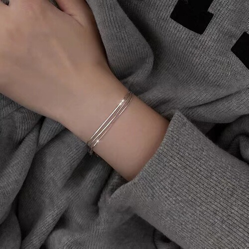 s925 sterling silver three-layer snake bone bracelet simple cold style niche design ins high-end temperament personalized bracelet