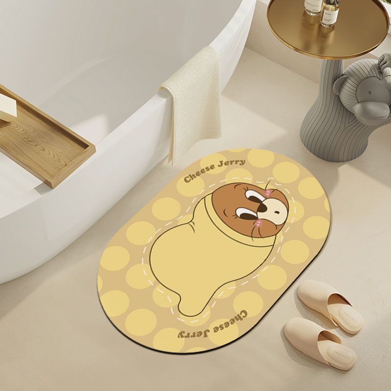 Baño doméstico absorción de agua almohadilla de pies de dibujos animados de forma especial almohadilla de suelo de barro de diatomeas secado rápido se puede cortar almohadilla de pies de puerta de baño