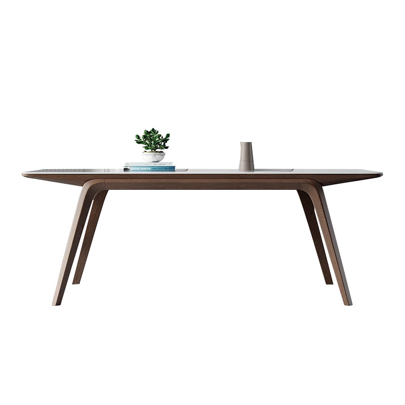 Mesa de comedor de madera maciza estilo francés, mesa de comedor de madera maciza rectangular y silla de madera maciza de cera moderna