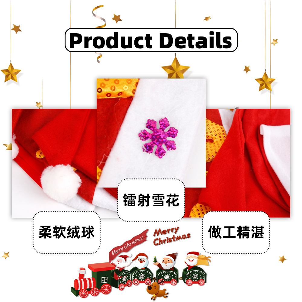 Gorro de Navidad de terciopelo rojo de nuevo estilo para niños y adultos, decoración para fiestas navideñas, disfraz de gorro de Navidad con cuernos de lentejuelas. image 2