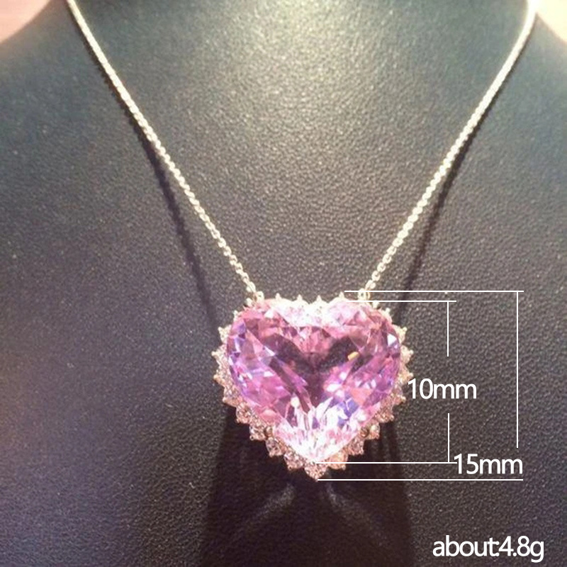 Mode Herzförmige Rosa Diamant Zirkon Einfache Anhänger Kupfer Halskette display picture 1