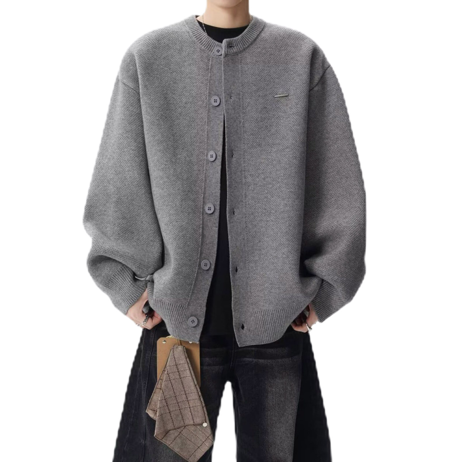 Explosiones transfronterizas de tamaño europeo suéter de jersey de gran tamaño cardigán chaqueta de color sólido fábrica de negocios al por mayor