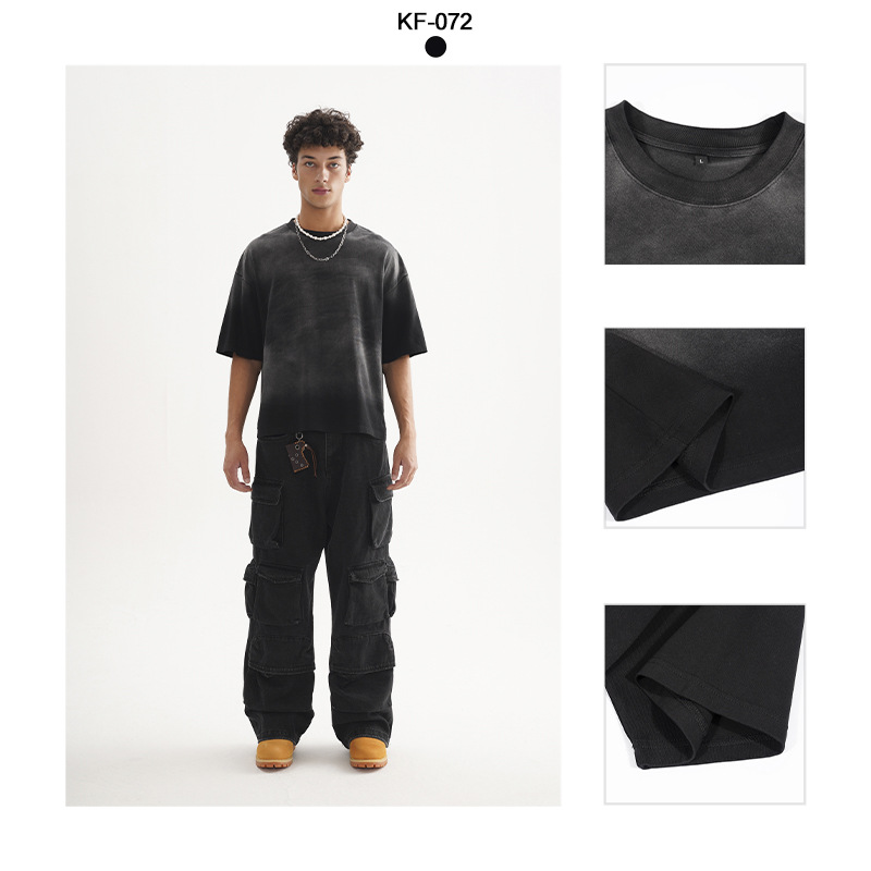 ETAI ropa de hombre de verano pesada pulverización de caballo corto ancho tipo de camiseta de estilo Boxy Fit estilo de hombre de manga corta T