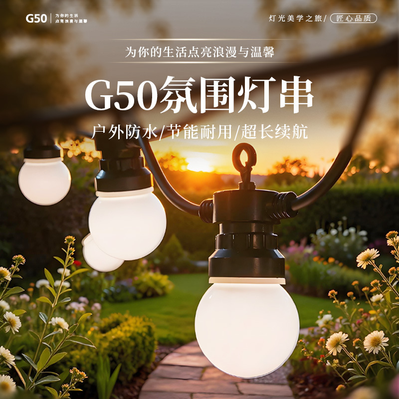 Led Solar Bulb Light Barbecue Night Market Outdoor Retro Light Bulb String Light Waterproof Camping Style Colorful Light String New Decoration