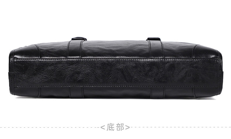 Túi xách tay nam da bò lớp đầu 38×8×28 cm, túi công sở đựng laptop 14 inch, đeo chéo tiện lợi — Màu Đen thuộc da bình thường bên trong màu đen, Màu đen cây cao, Lớp lót nỉ flannel cao cấp cầm tay màu đen chi tiết 32