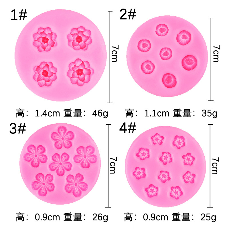 Flor de cerezo ciruela decoración fondant hornear pastel de chocolate molde de silicona epoxi yeso vela toque