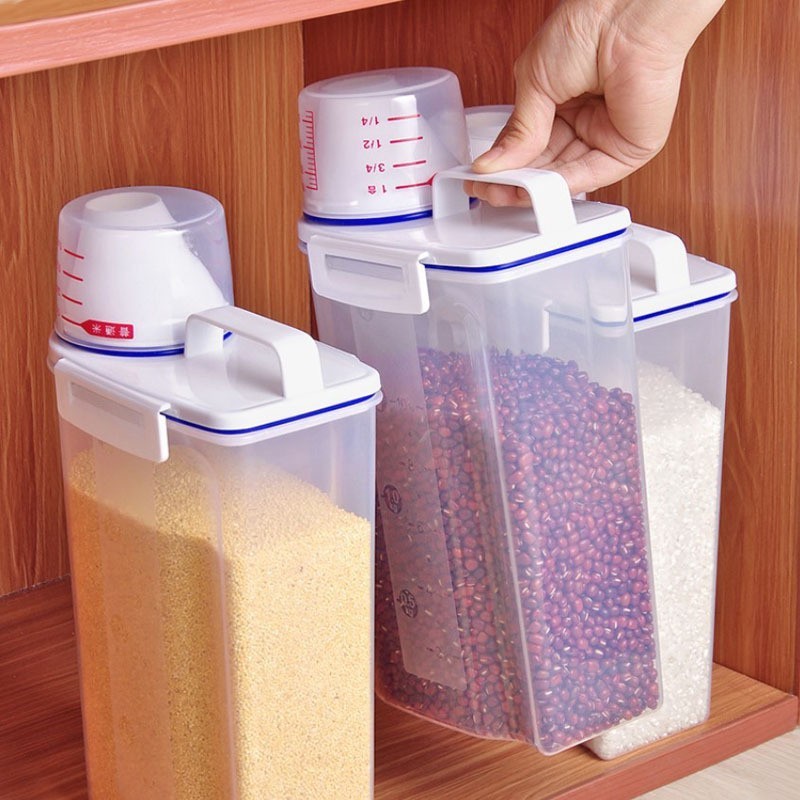日本製米樽米収納箱 2kg 穀物収納ボックス プラスチック密封缶 キッチン 防湿・防虫|undefined