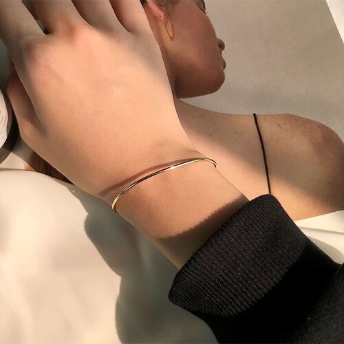 Slim Double Bead Open Ring Bracelet, Simple and Versatile New Casual Style Bracelet for Students and Best Friends