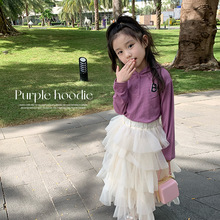紫色卫衣2024年韩国春季新款韩版潮范春装女童休闲卫衣