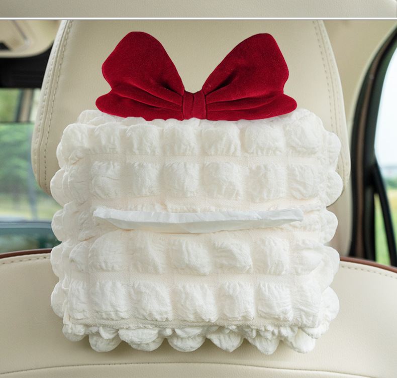 Car Tissue Box Creative Puff Grids Car Multifunctional Seat Back Tissue Box Cute Decorative Car Tissue Box