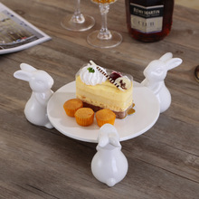 厂家直销陶瓷兔子卡通圆形烘焙蛋糕盘下午茶点心礼品复活节复活兔