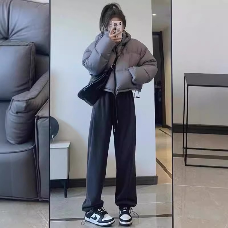 Pregnant Women's Pants Lamb Velvet Sports Pants Autumn and Winter fleece-lined Loose Stomach-free Wide-leg Cotton Pants Bunch-legged Casual Wei Pants
