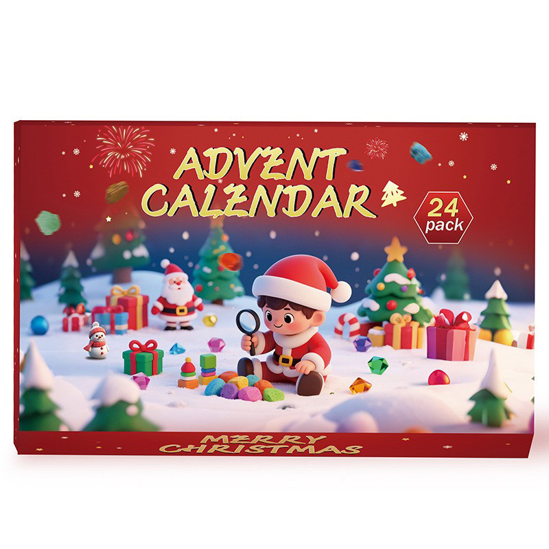 跨境24天圣诞节倒数日历天然水晶原石盲盒儿童科普矿标礼盒批发