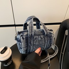 跨境网红款单肩包水洗牛仔布潮流斜跨包日常搭配逛街手提通勤包女
